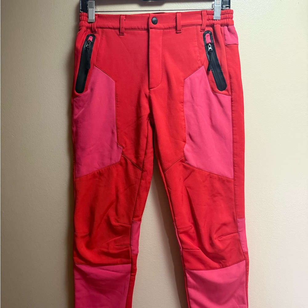 WULFUL Girls Snow Pants 14–16 Fleece Lined‎ Ski Softshell Winter Pink Red